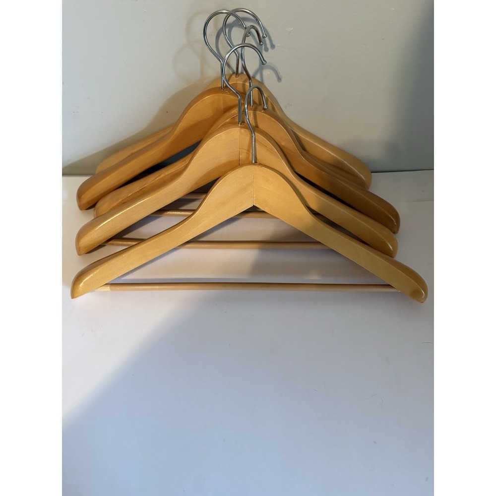 Heavy Duty Wooden Hangers Pants Suits Light Dark, Unbranded, Lot of 5